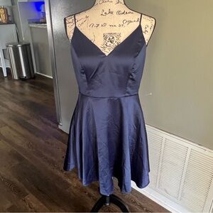Junior’s B. Darlin Satin Skater Dress in Navy | Size 11/12